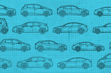 Blueprint of different electric cars