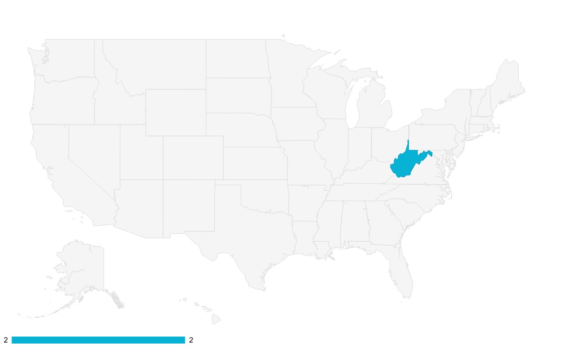 Map of the number of microgrid bills introduced in 2025 legislative sessions to date.
